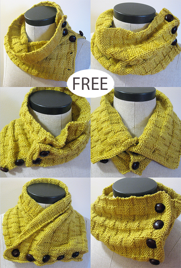 Free knitting pattern for Yellow Brick Road cowl neckwarmer and more neck warmer knitting patterns