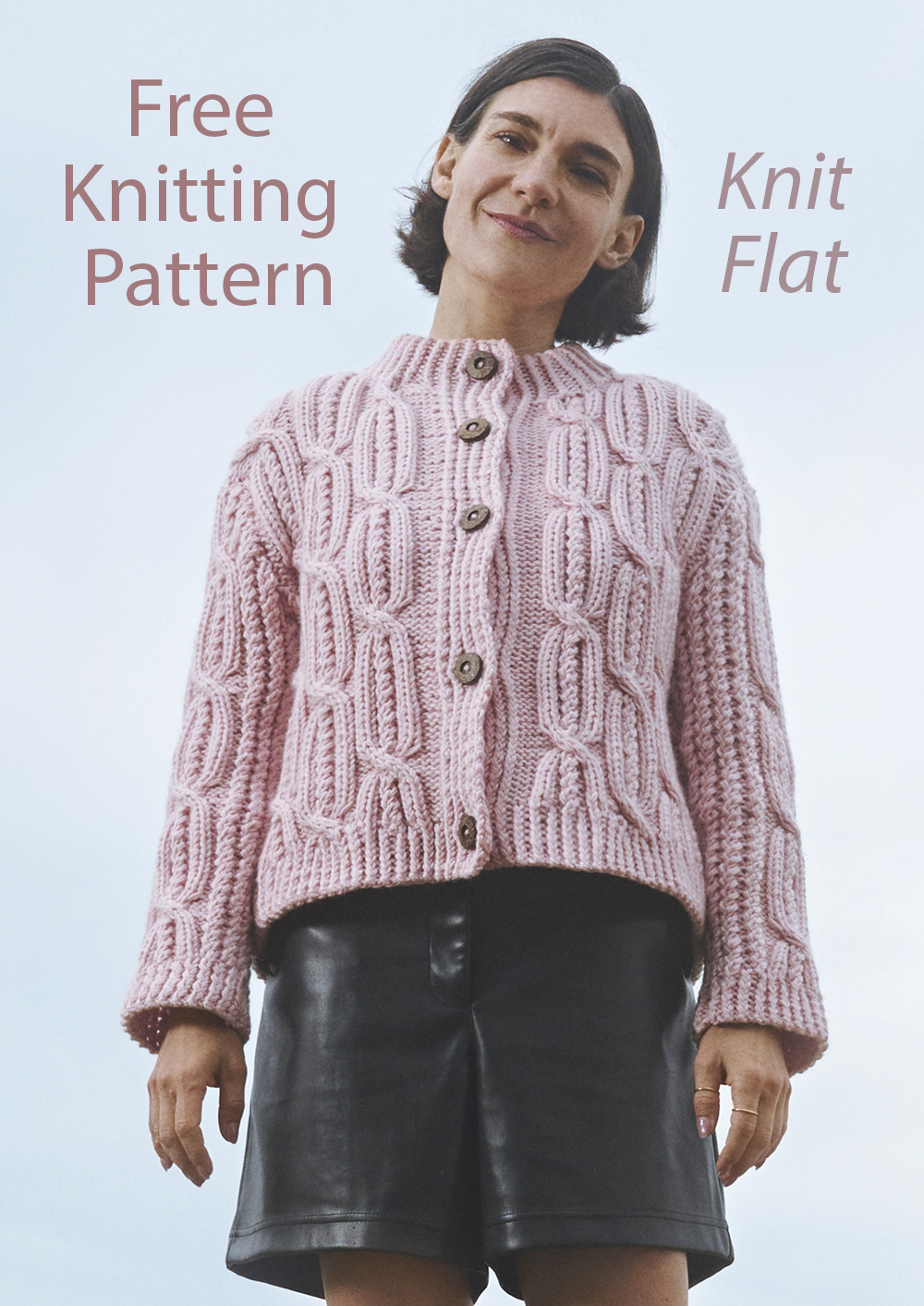 Free Together Cardigan with Cables Knitting Pattern