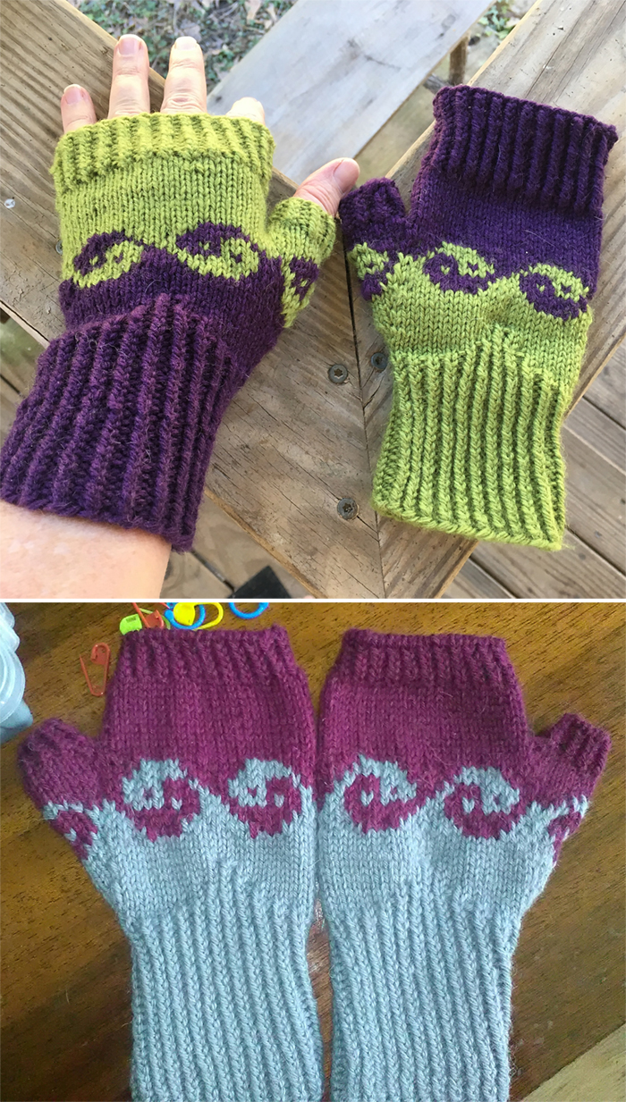 Free Knitting Pattern for YinYang Waves Mitts