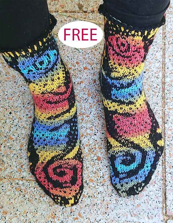 Free Rainbow Chameleon Socks Knitting Pattern