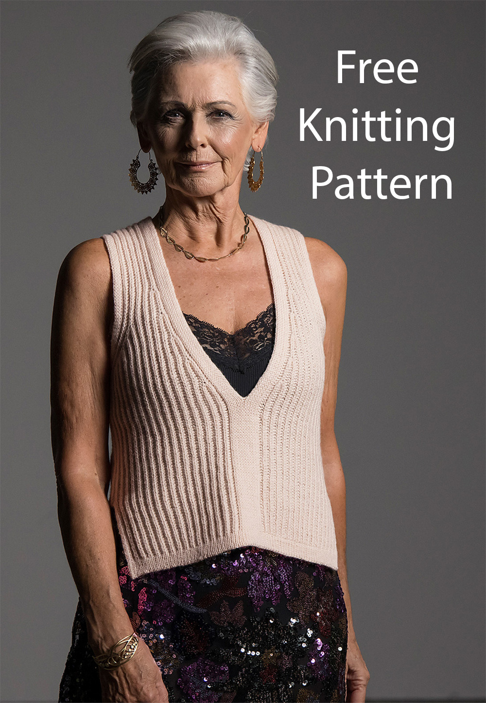 Free Ynde Slipover V-neck Vest Knitting Pattern 