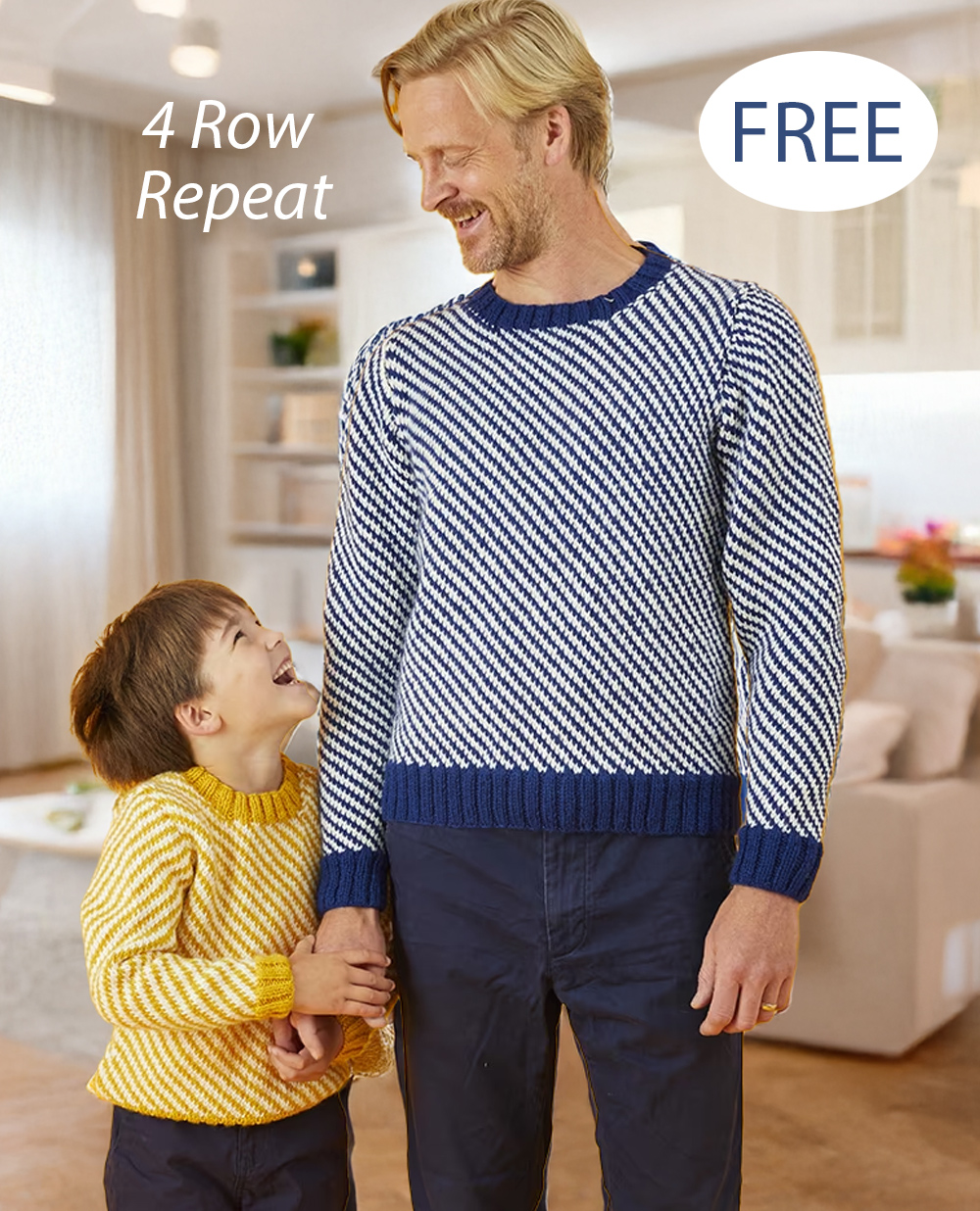Father And Son Zig Zag Sweater Knitting Pattern Set