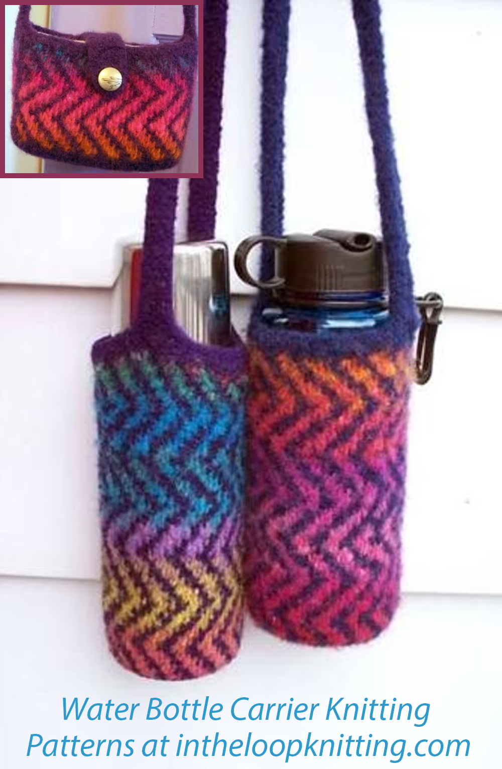 ZigBagZ Mini Collection Water Bottle Cozy Lacy Knitting Pattern Set for Oak and Elm Mug Cozies 