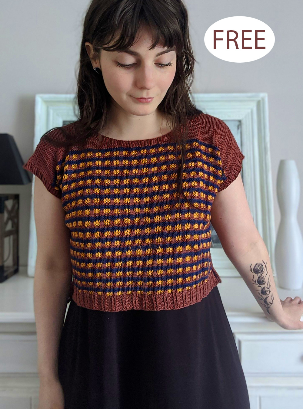 Free Zinnie Tee Sweater Knitting Pattern Checked