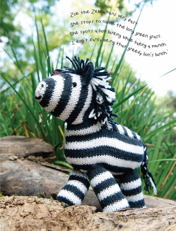 wzór na drutach dla Zoe Zebra Toy softie