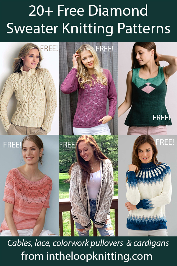 Free Women's Sweater Knitting Patterns with Diamond Motifs